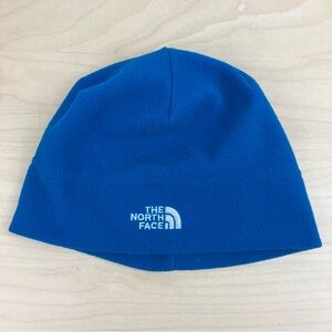 The North Face Winter Beanie Hat Fleece Light Blue White Embroidered Logo